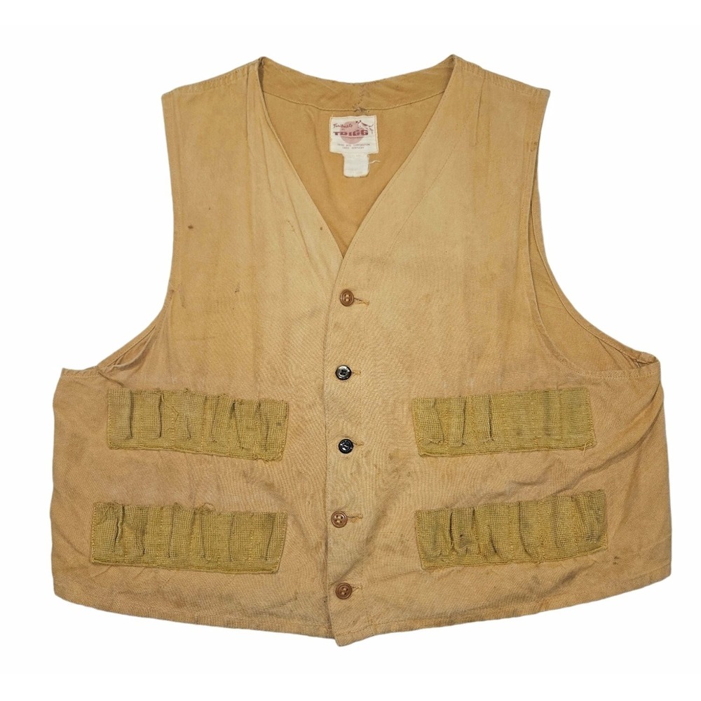 Vintage Trailmate by Trigg Men's Canvas Hunting Vest Shell Loops Cadiz KY Distre